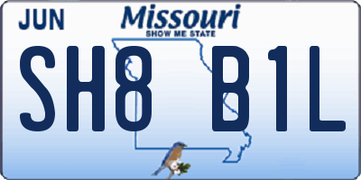 MO license plate SH8B1L