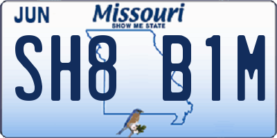 MO license plate SH8B1M