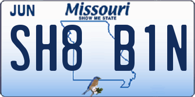 MO license plate SH8B1N