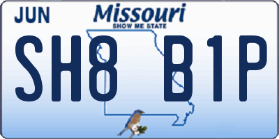 MO license plate SH8B1P