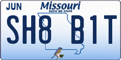 MO license plate SH8B1T