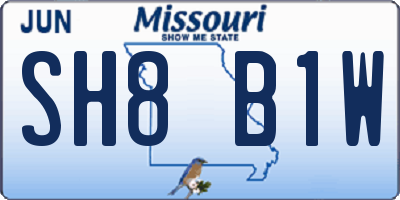 MO license plate SH8B1W