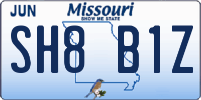 MO license plate SH8B1Z