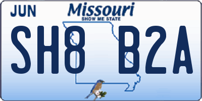 MO license plate SH8B2A