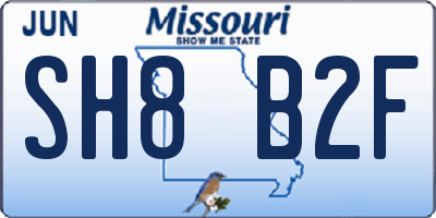 MO license plate SH8B2F