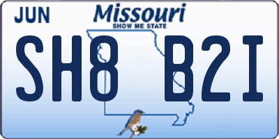 MO license plate SH8B2I
