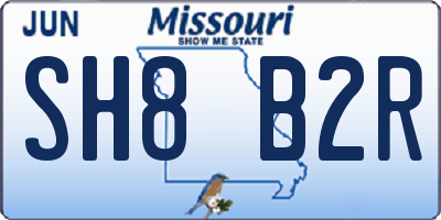 MO license plate SH8B2R