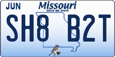 MO license plate SH8B2T