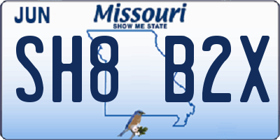 MO license plate SH8B2X