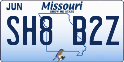 MO license plate SH8B2Z