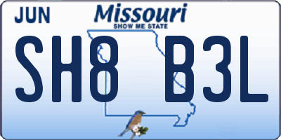 MO license plate SH8B3L
