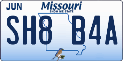MO license plate SH8B4A
