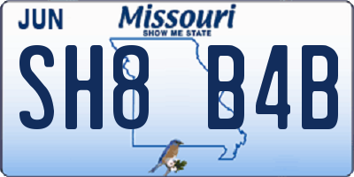 MO license plate SH8B4B