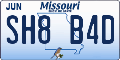 MO license plate SH8B4D