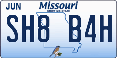 MO license plate SH8B4H