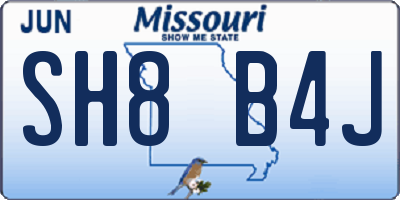 MO license plate SH8B4J