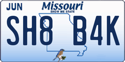 MO license plate SH8B4K