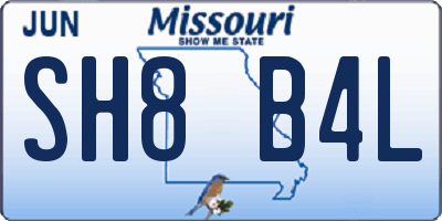 MO license plate SH8B4L