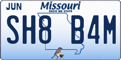 MO license plate SH8B4M