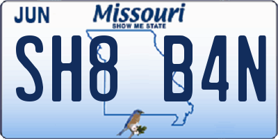 MO license plate SH8B4N