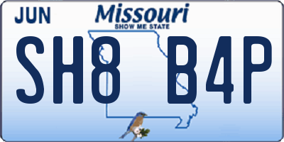 MO license plate SH8B4P