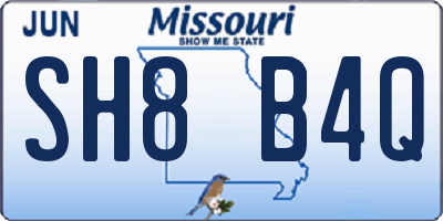 MO license plate SH8B4Q