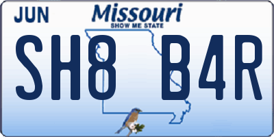 MO license plate SH8B4R