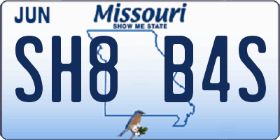 MO license plate SH8B4S