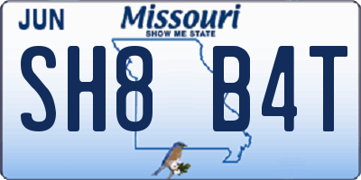 MO license plate SH8B4T