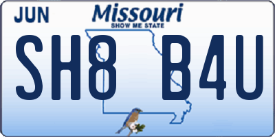 MO license plate SH8B4U