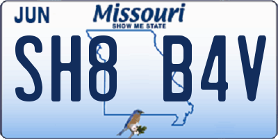 MO license plate SH8B4V