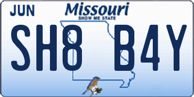 MO license plate SH8B4Y