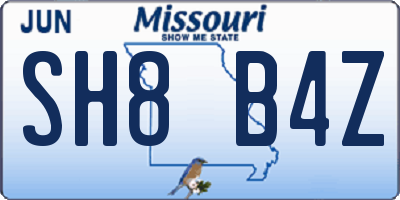 MO license plate SH8B4Z