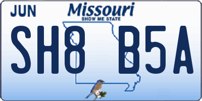 MO license plate SH8B5A