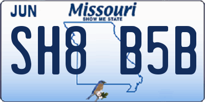 MO license plate SH8B5B