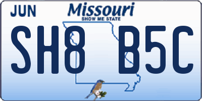 MO license plate SH8B5C
