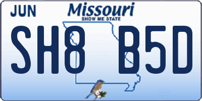 MO license plate SH8B5D
