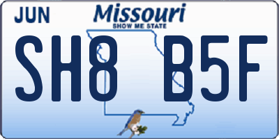 MO license plate SH8B5F