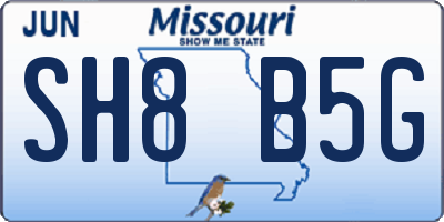 MO license plate SH8B5G