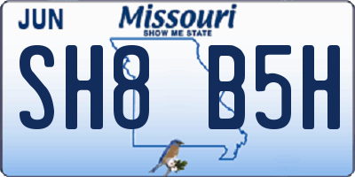 MO license plate SH8B5H