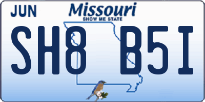 MO license plate SH8B5I
