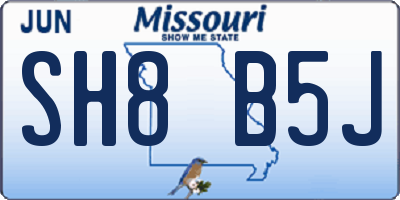 MO license plate SH8B5J