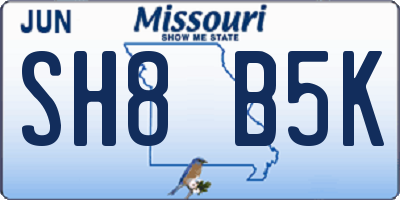 MO license plate SH8B5K