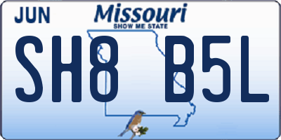 MO license plate SH8B5L