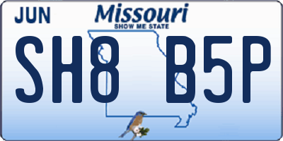 MO license plate SH8B5P