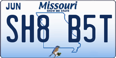 MO license plate SH8B5T