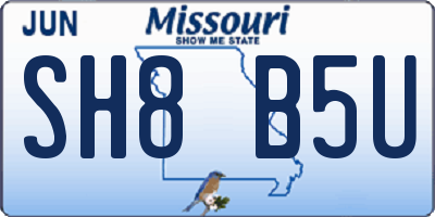 MO license plate SH8B5U