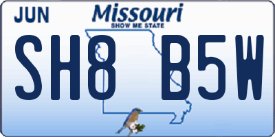 MO license plate SH8B5W