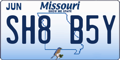 MO license plate SH8B5Y