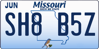 MO license plate SH8B5Z